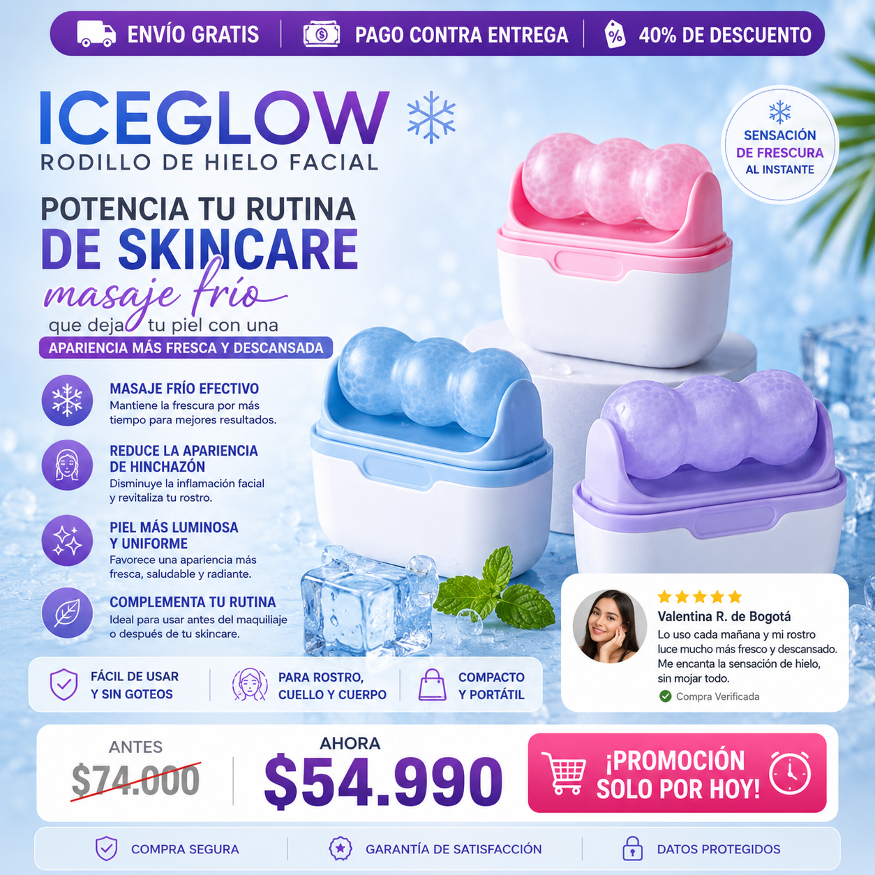 IceGlow™ -Despierta Con Un Rostro Más Fresco y Radiante En Solo Minutos.